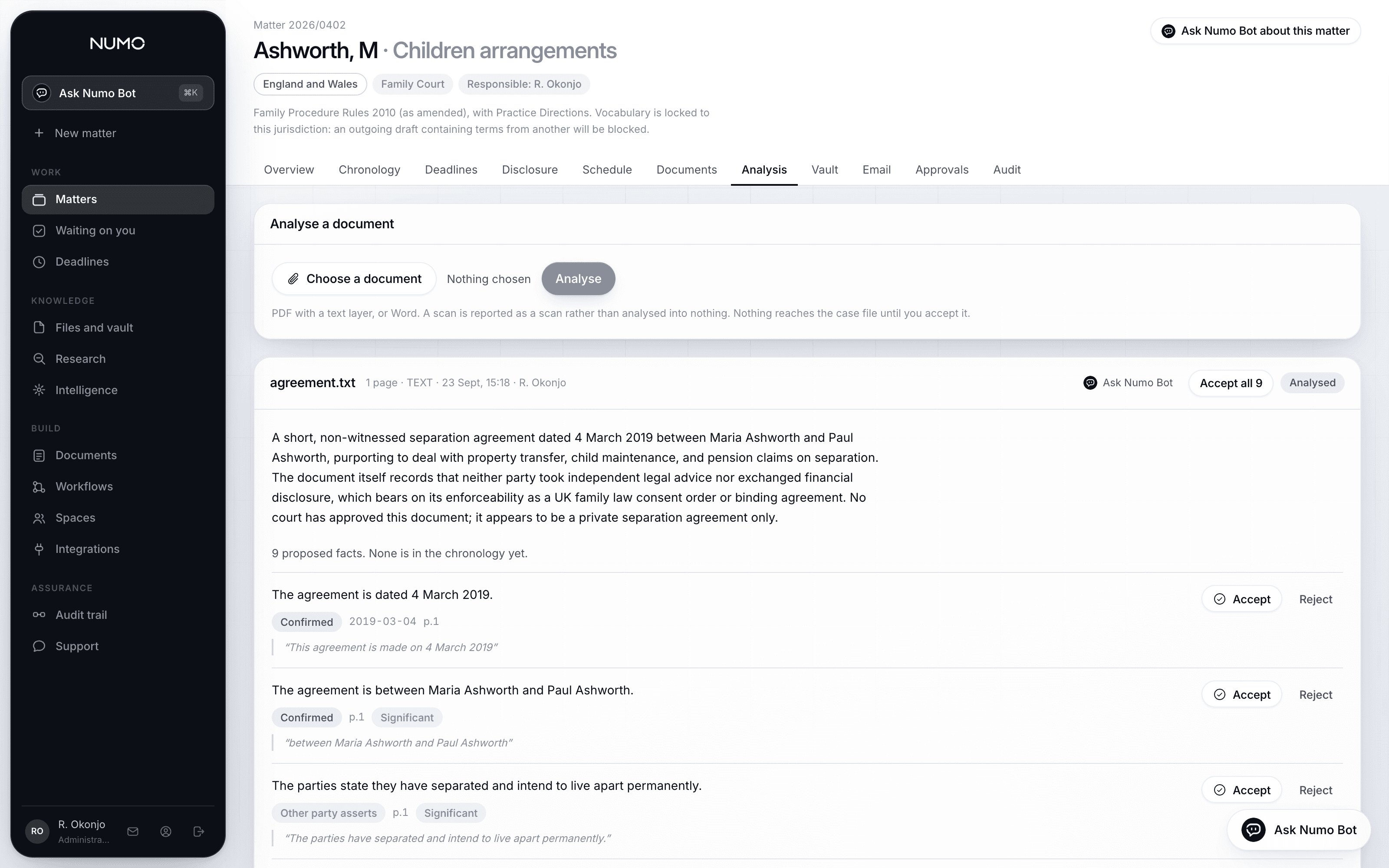 A review's findings, each quoting the document
